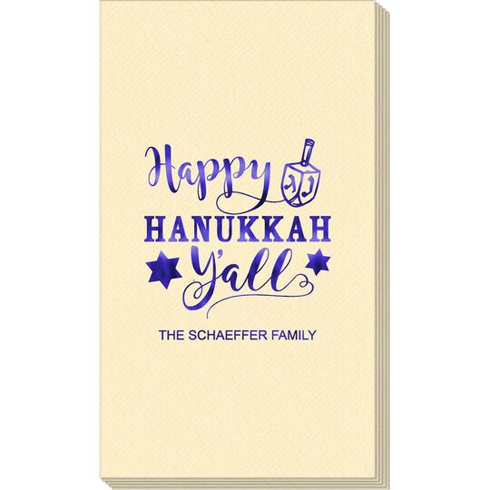 Happy Hanukkah Y'all Linen Like Guest Towels